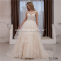 Elegant Korea style 3XL Plus size Bride Flat shoulder Half Sleeve Lace wedding dress ruffle